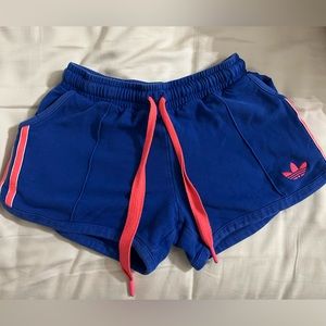 Adidas Women's Blue Shorts with Pink Accents